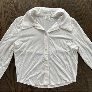 Aritzia Babaton Semi-Crop Stretch-Jersey Button Long Sleeve Top